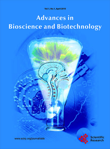 Vol.1,No.1,April2010 Advances In Bioscience And Biotechnology