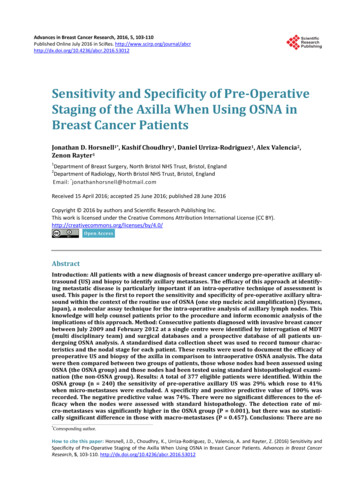 Sensitivity And Specificity Of Pre-Operative Staging Of .