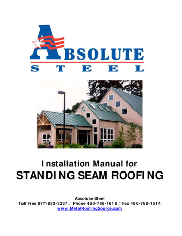 Installation Manual For STANDING SEAM ROOFING
