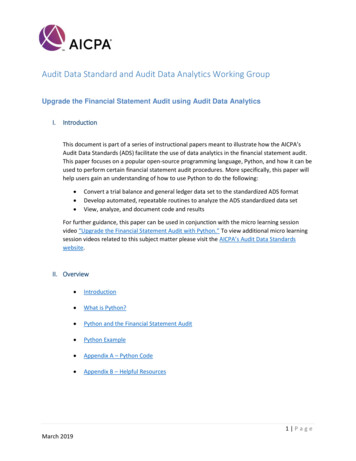 Audit Data Standard And Audit Data Analytics Working 