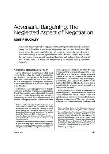 ROSS P BUCKLEY Adversarial Bargaining: The Neglected .