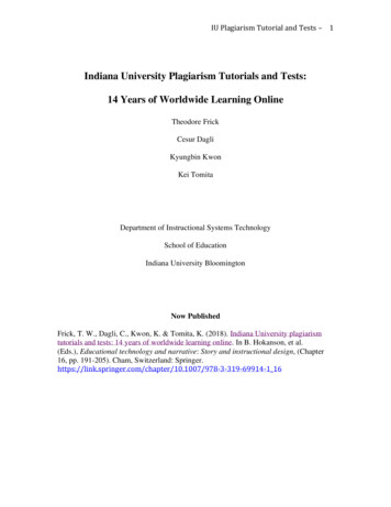 Indiana University Plagiarism Tutorials And Tests: 14 .