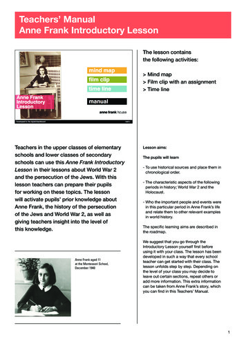 Teachers’ Manual Anne Frank Introductory Lesson