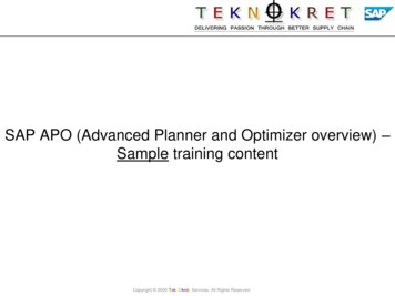 SAP APO (Advanced Planner And Optimizer Overview) Sample .