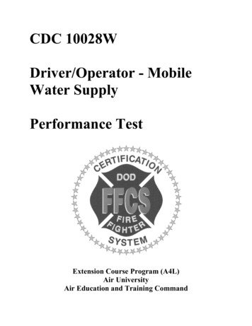 CDC 10028W Driver/Operator - Mobile Water Supply .
