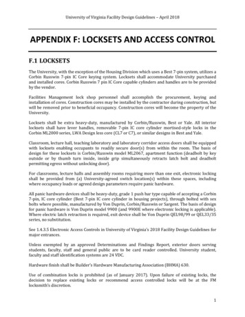 APPENDIX F: LOCKSETS AND ACCESS CONTROL