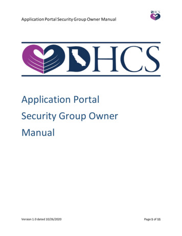 Application Portal Security Group Owners Manual