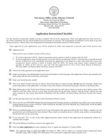 Application For A Dental License - New Jersey Division Of .
