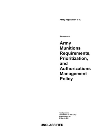 Army Munitions Requirements, Prioritization, And .