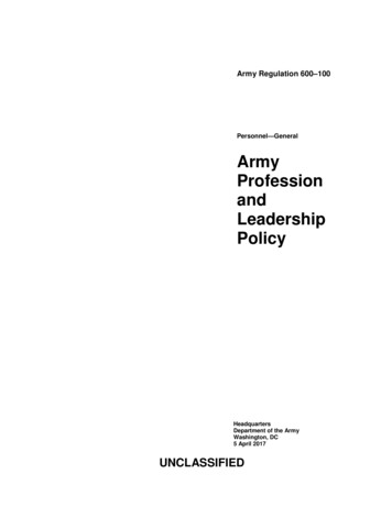 Army Profession And Leadership Policy