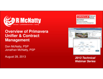 Overview Of Primavera Unifier & Contract Management