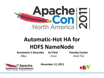 Automatic-Hot HA For HDFS NameNode - ApacheCon