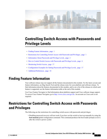 Controlling Switch Access With Passwords And Privilege Levels