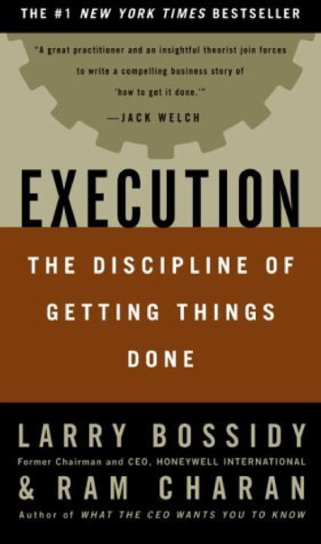 Execution : The Discipline Of Getting Things Done