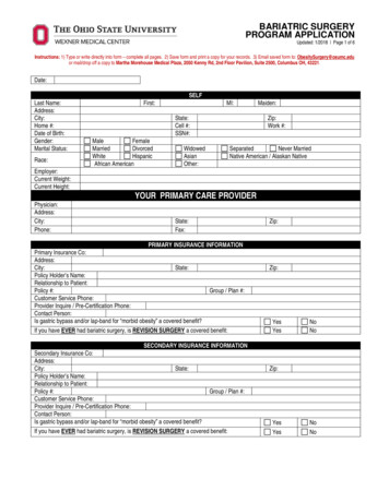 Bariatric Surgery Application Form - Ohio State University