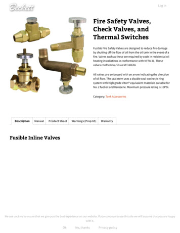 Thermal Switches Check Valves, And Fire Safety Valves,