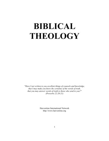 BIBLICAL THEOLOGY - Harvestime