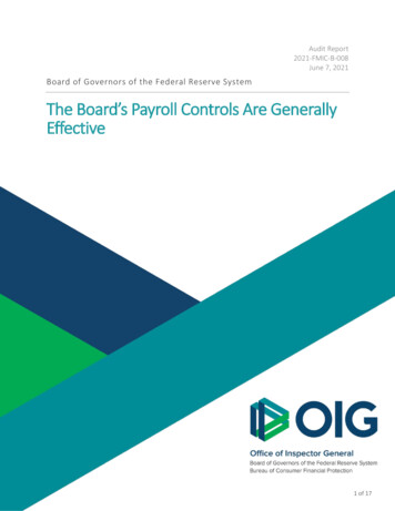 The Board’s Payroll Controls Are Generally Effective
