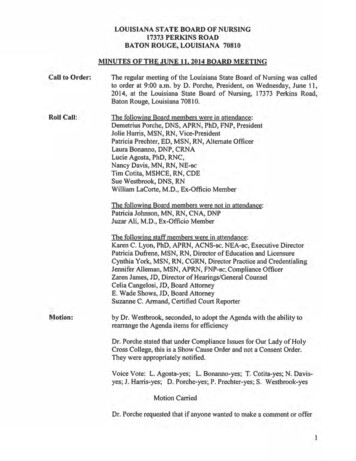 Board Meeting Minutes For June 11, 2014