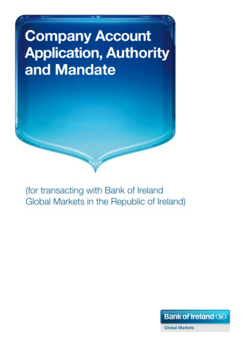 Company Account Application, Authority . - Bank Of Ireland