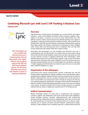 Combining Microsoft Lync With Level 3 SIP Trunking: A .