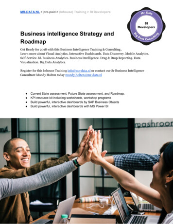 Business Intelligence Strategy And Roadmap 2018 - Mr Data