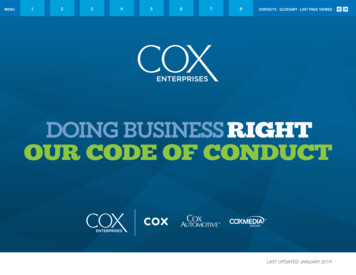 DOING BUSINESS RIGHT OUR CODE OF CONDUCT - Cox 