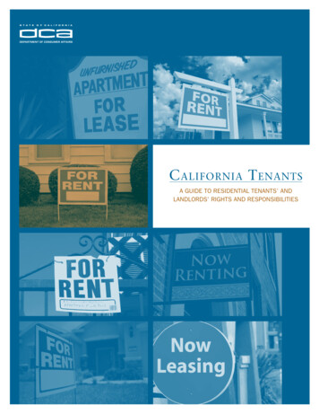 California Tenants A Guide To Residential Tenants' And .