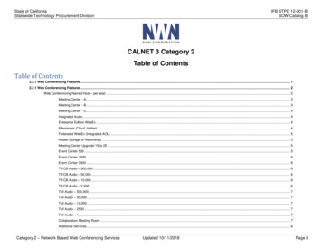 CALNET 3 Category 2 Table Of Contents - NWN