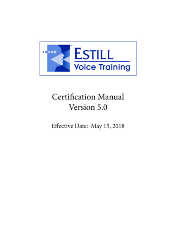 Certification Manual Version 5 - Estill Voice Training