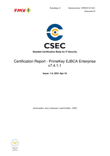 Certification Report - PrimeKey EJBCA Enterprise V7.4.1