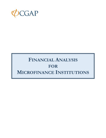 Financial Analysis For Microfinance Institutions