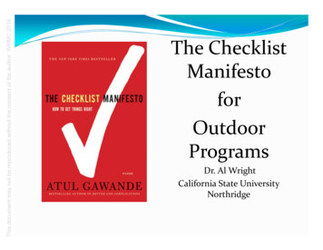 The Checklist Manifesto For Outdoor Programs Circa2016