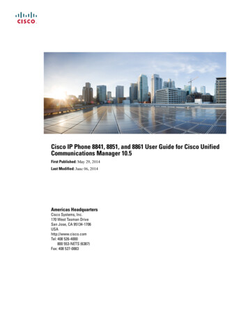 Cisco IP Phone 8841, 8851, And 8861 User Guide For Cisco .