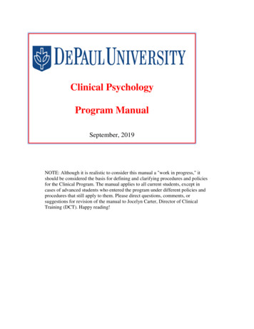 Clinical Psychology Program Manual - DePaul University