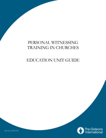 PERSONAL WITNESSING TRAINING IN CHURCHES 