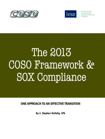 The 2 013 COSO Framew Ork & SOX C Ompliance