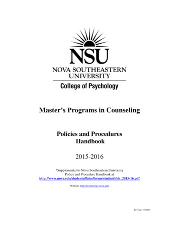 Master's Programs In Counseling - Psychology.nova.edu