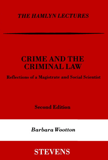 CRIME AND THE CRIMINAL LAW, - University Of Exeter