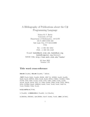 A Bibliography Of Publications About The C# Programming .