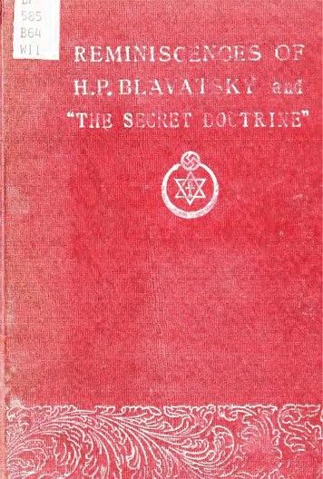 Reminiscences Of H. P. Blavatsky And 'The Secret Doctrine'
