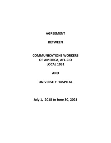 AGREEMENT BETWEEN COMMUNICATIONS WORKERS OF 