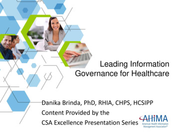 Leading Information Governance For Healthcare