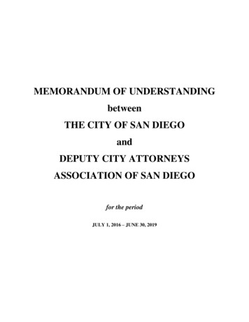 MEMORANDUM OF UNDERSTANDING - City Of San Diego 