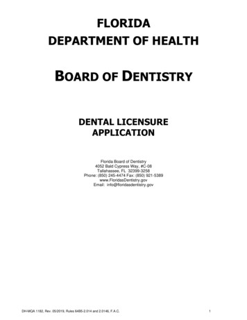 Dentistry Licensure Application - Floridasdentistry.gov