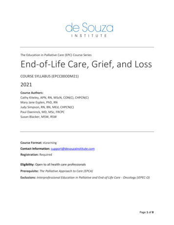 End-of-Life Care, Grief, And Loss
