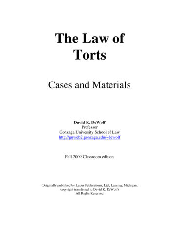 The Law Of Torts - Gonzaga University