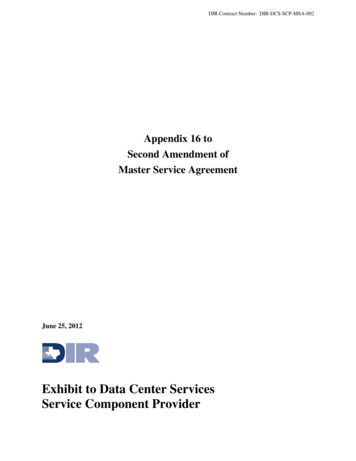 Exhibit To Data Center Services Service Component Provider