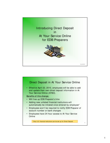 Direct Deposit For EDB Preparers - Payroll Services