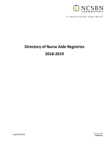 Directory Of Nurse Aide Registries 2018-2019